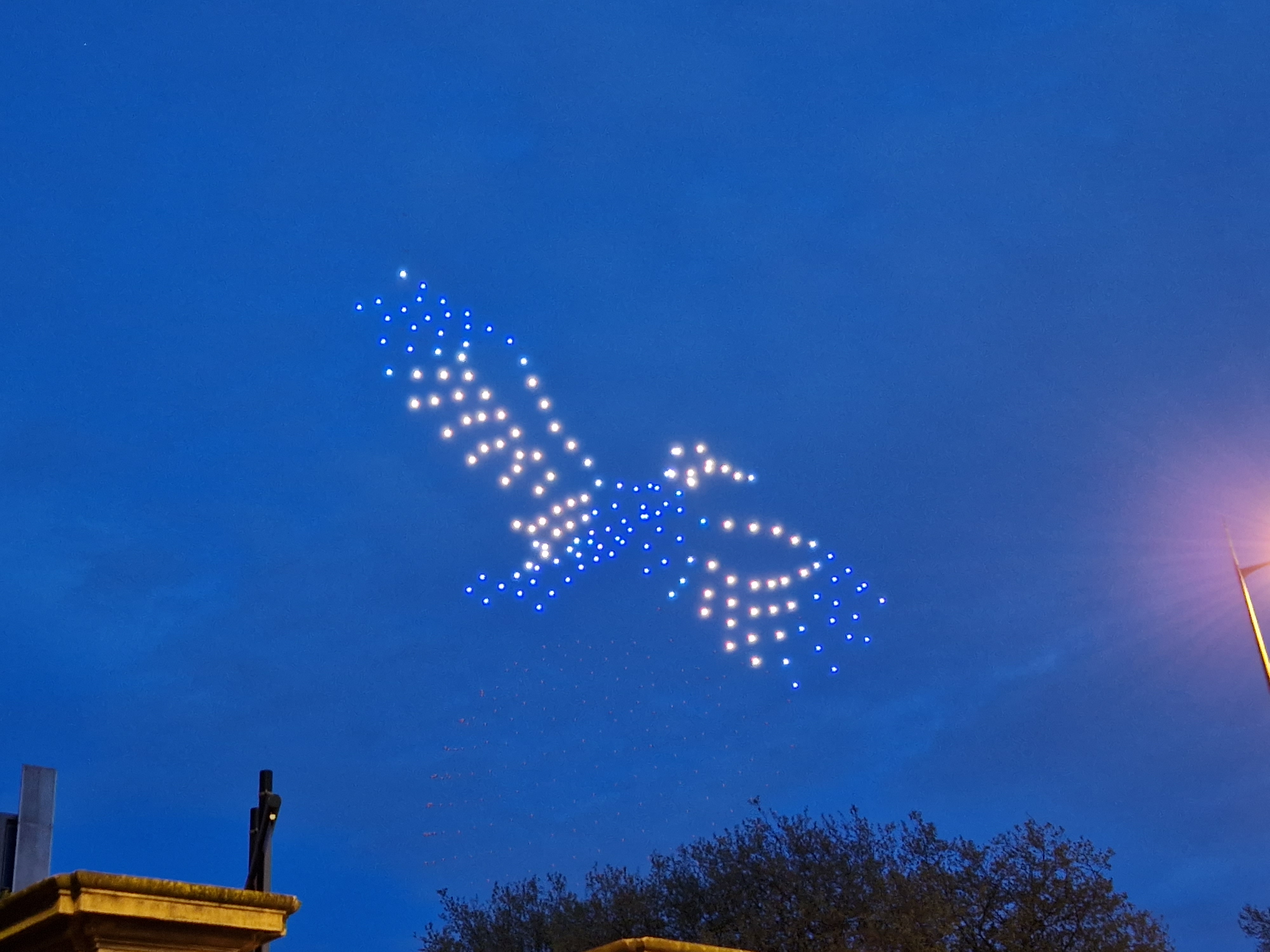Phoenix made up of drones in sky at the Big Eurovision Welcome in Liverpool 2023